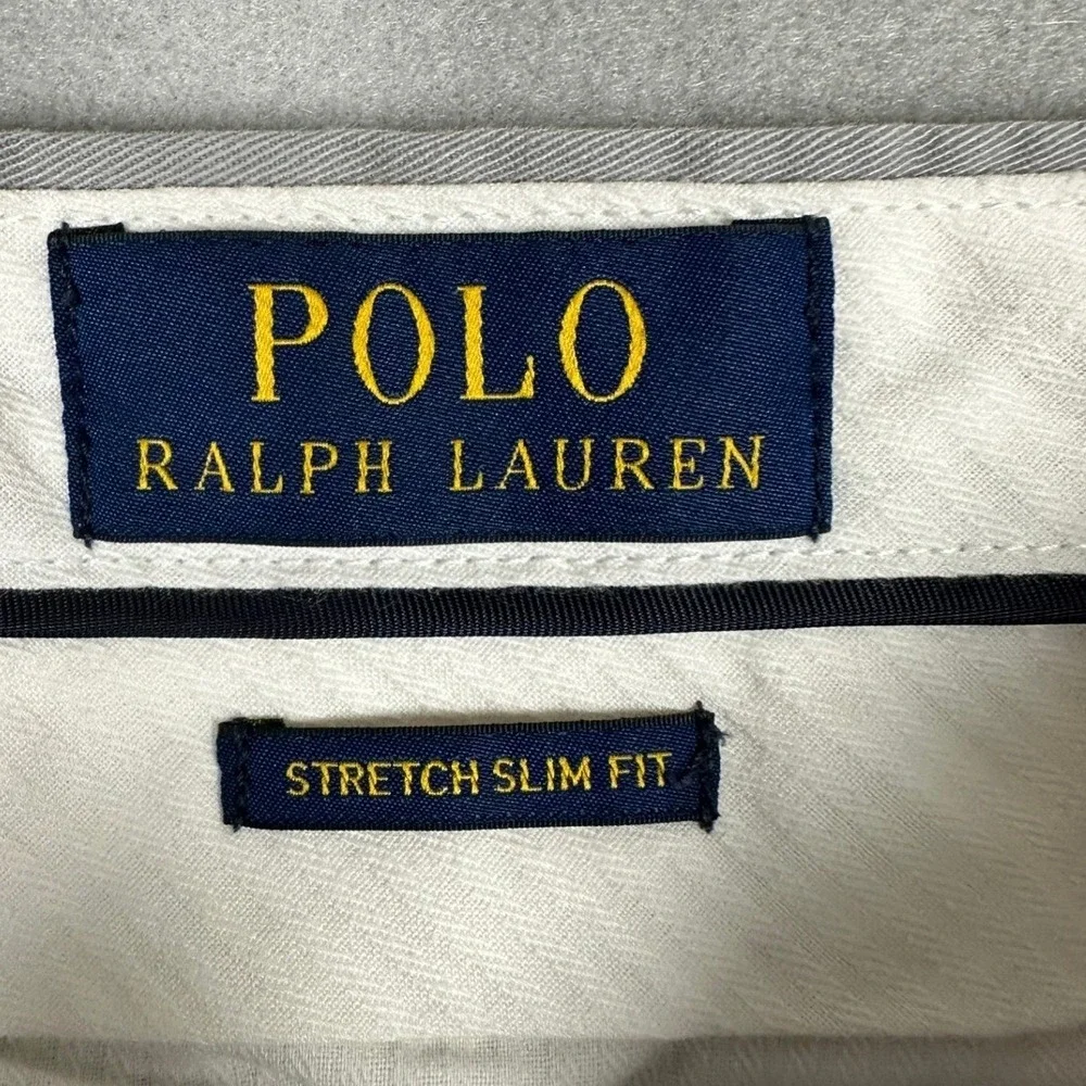 Polo Ralph Lauren Pants Mens 33X30 Grey Khakis Chino Stretch Slim Fit Flat Front